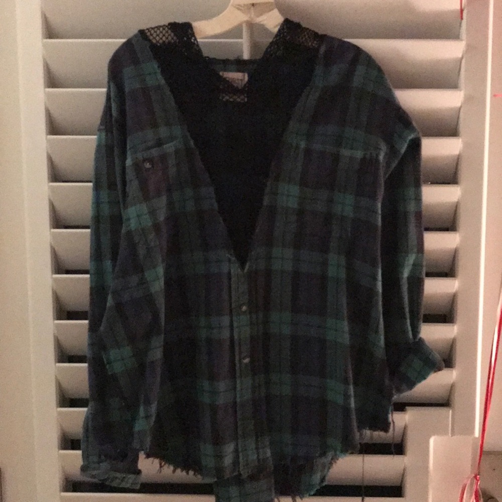 LF vintage flannel w/ mesh hood